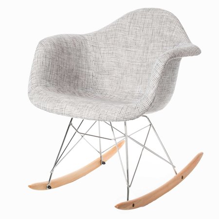 FABULAXE Mid-Century Modern Style Fabric Rocking Chair RAR Shell Dining Arm Chair, Light Gray QI004089.LGY